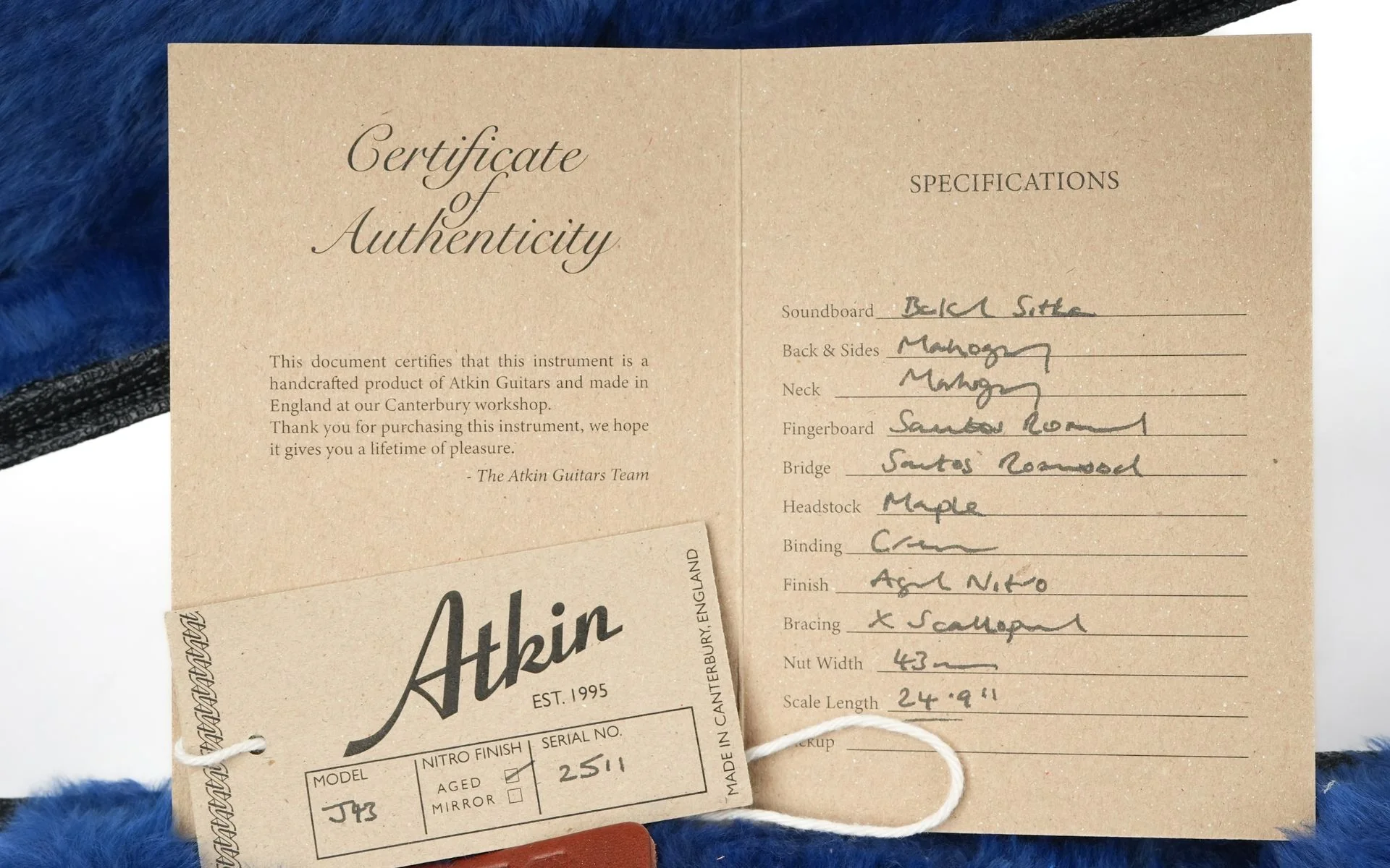 Atkin J43 Baked Sitka Mahogany Aged Sunburst 2023 - Image 12