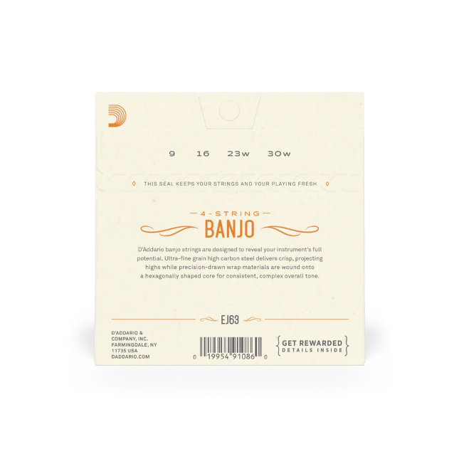 D'Addario EJ63 Tenor Banjo Nickel 9-30 - Image 2
