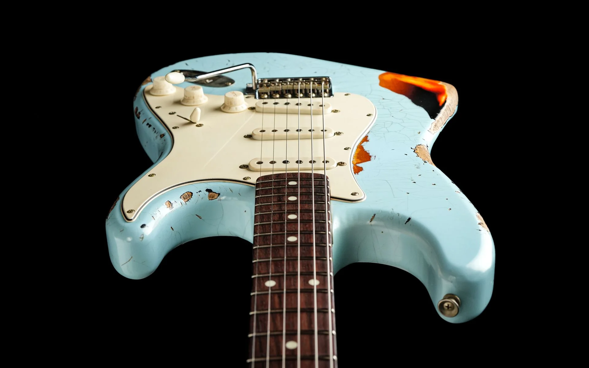 Del Tone 60s S Style Daphne Blue Over Sunburst Heavy Aged - Image 12