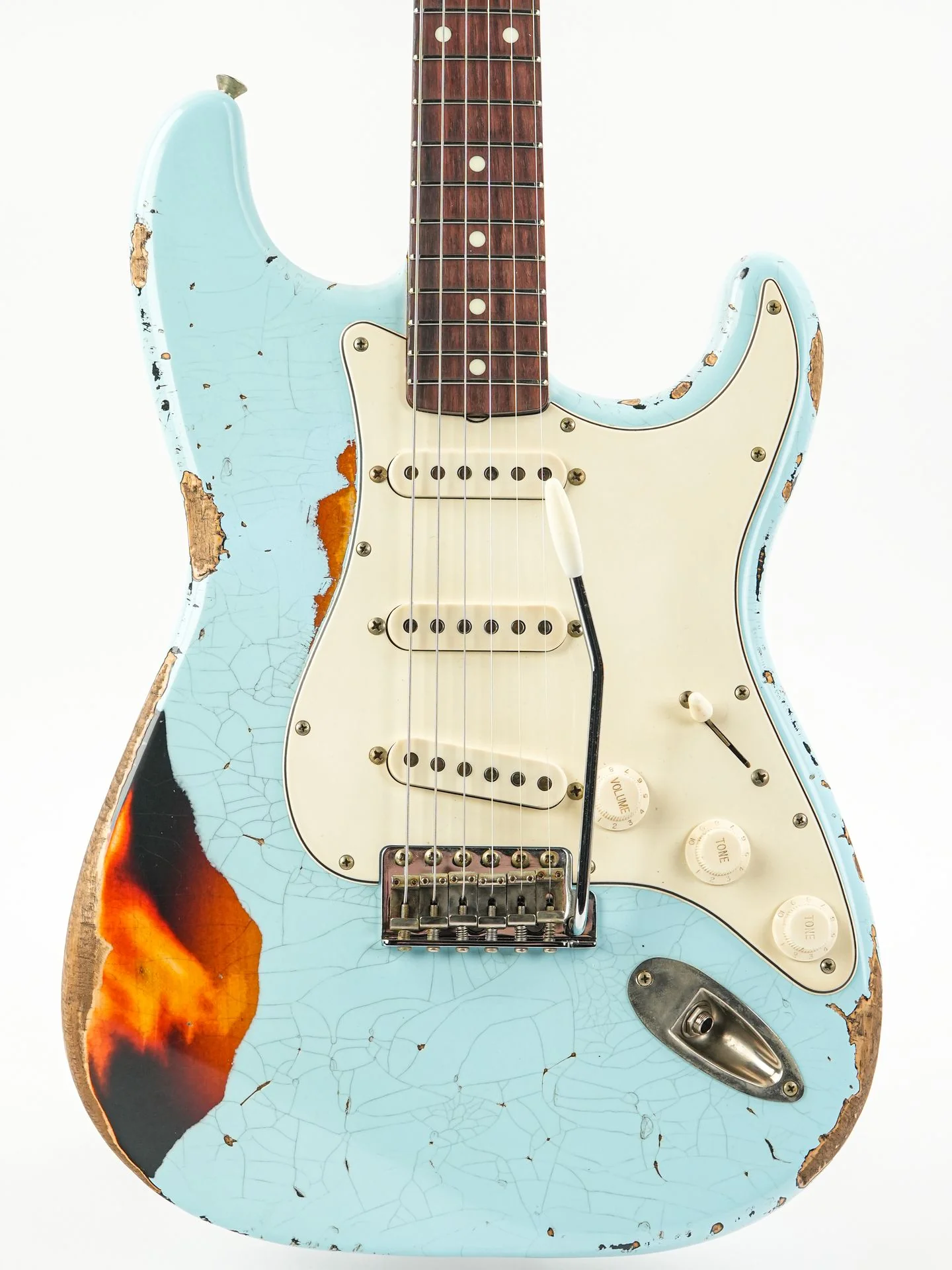 Del Tone 60s S Style Daphne Blue Over Sunburst Heavy Aged - Image 5