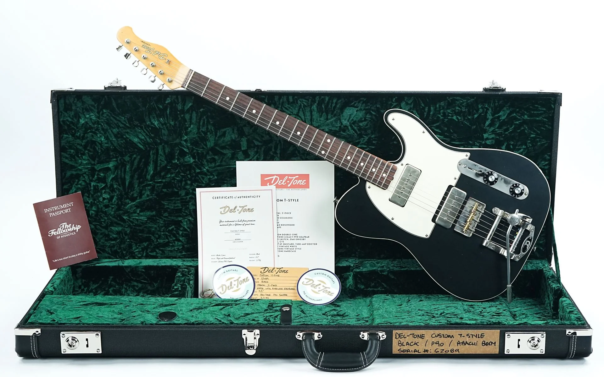 Del Tone 60s T Style Custom Black P90 Light Aged - Image 3