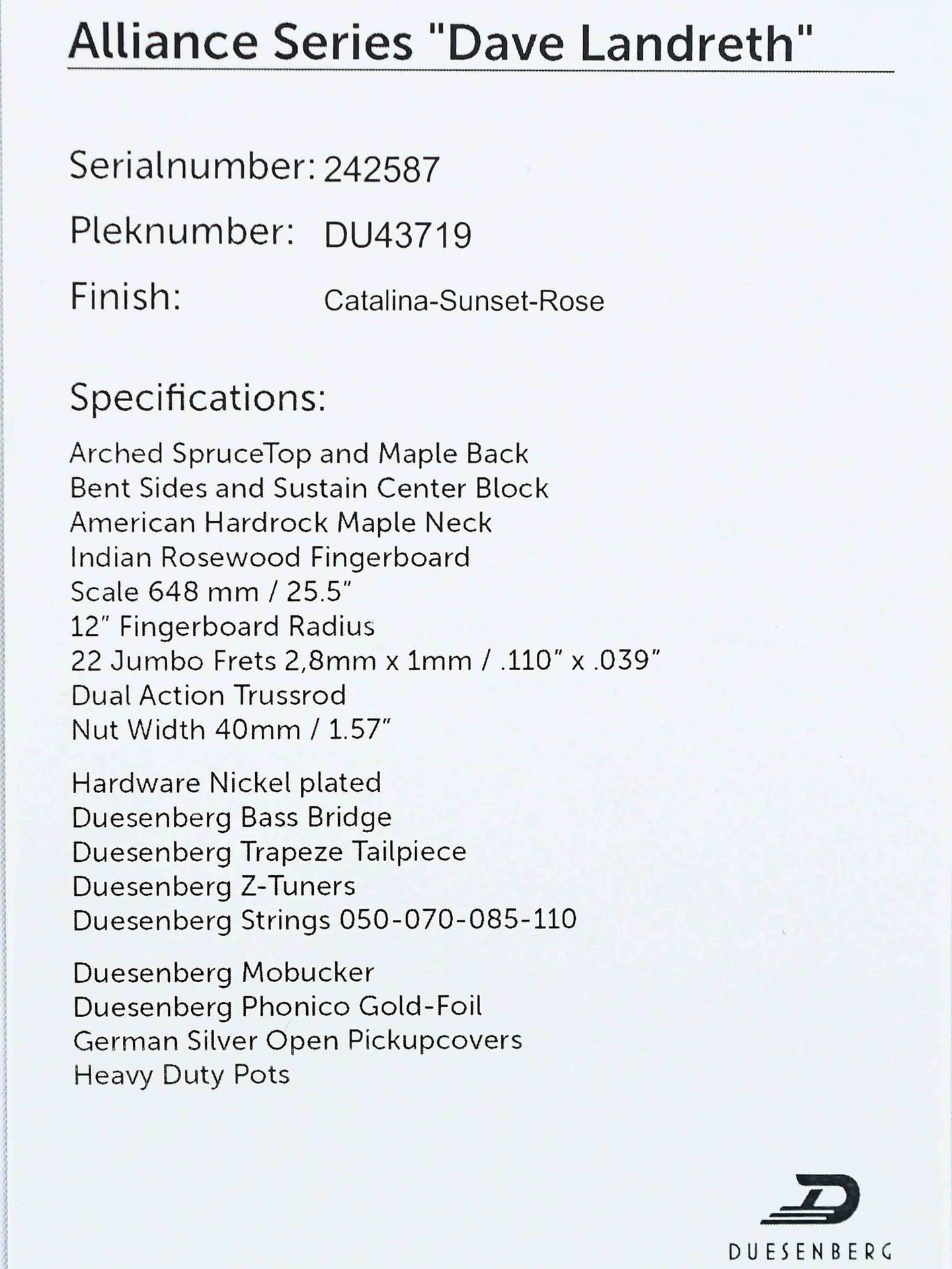 Duesenberg Alliance, Bros. Landreth Dave's Bass - Image 13