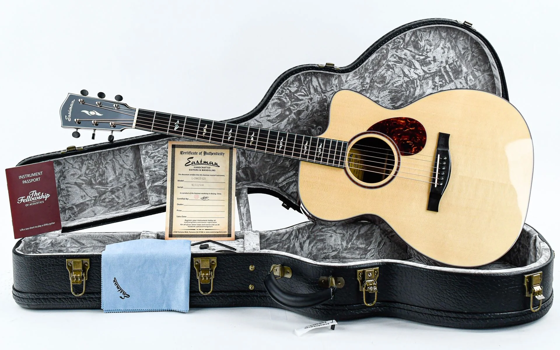 Eastman Luthier OMCE Quilted Sapele European Spruce - Image 3