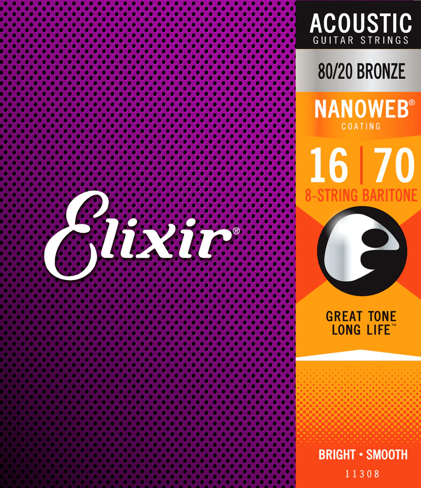 Elixir 11308 8-String BariĀtone 80/20 Bronze 016-070
