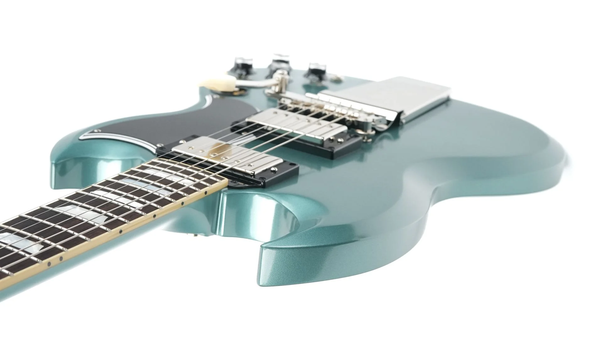 Epiphone Inspired by Gibson Custom 1964 SG Standard with Maestro Vibrola Reissue Pelham Blue - Image 10