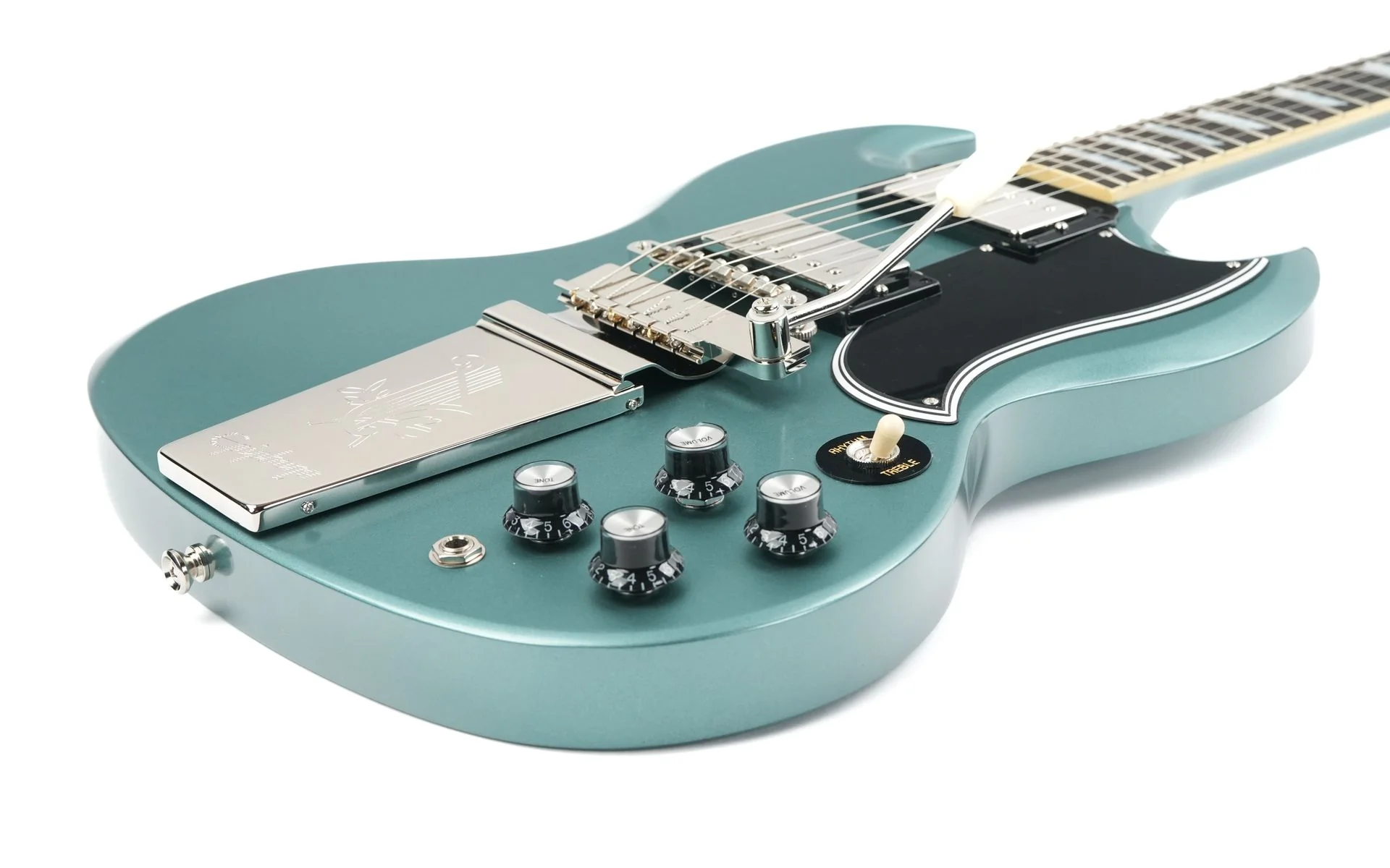 Epiphone Inspired by Gibson Custom 1964 SG Standard with Maestro Vibrola Reissue Pelham Blue - Image 11