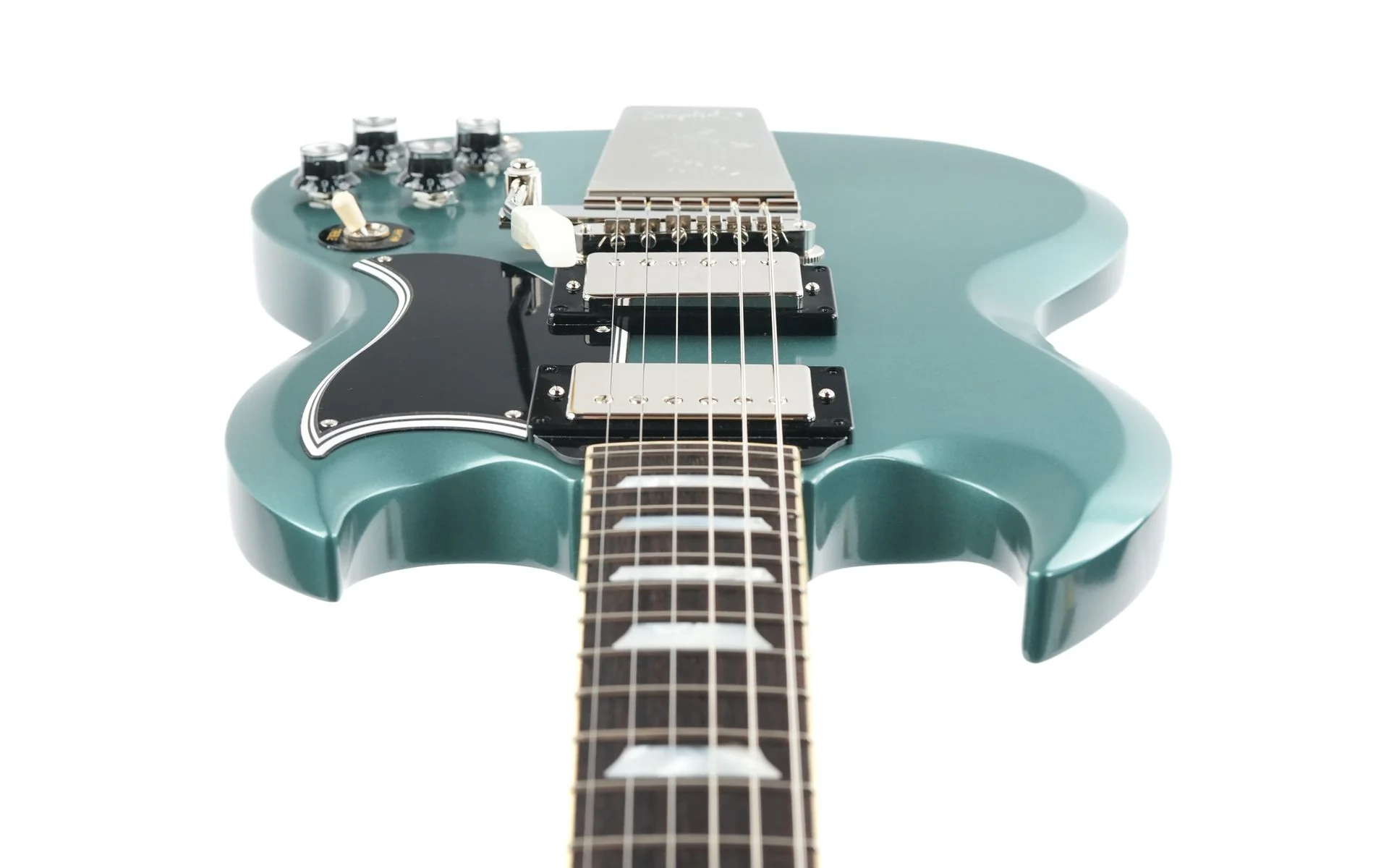 Epiphone Inspired by Gibson Custom 1964 SG Standard with Maestro Vibrola Reissue Pelham Blue - Image 12