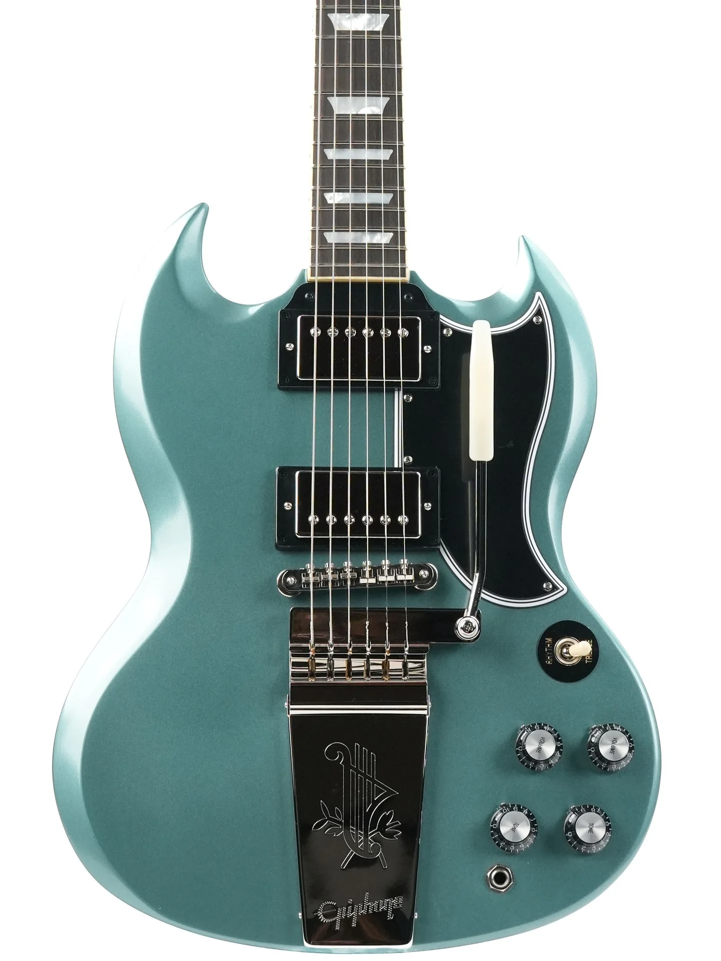 Epiphone Inspired by Gibson Custom 1964 SG Standard with Maestro Vibrola Reissue Pelham Blue - Image 5