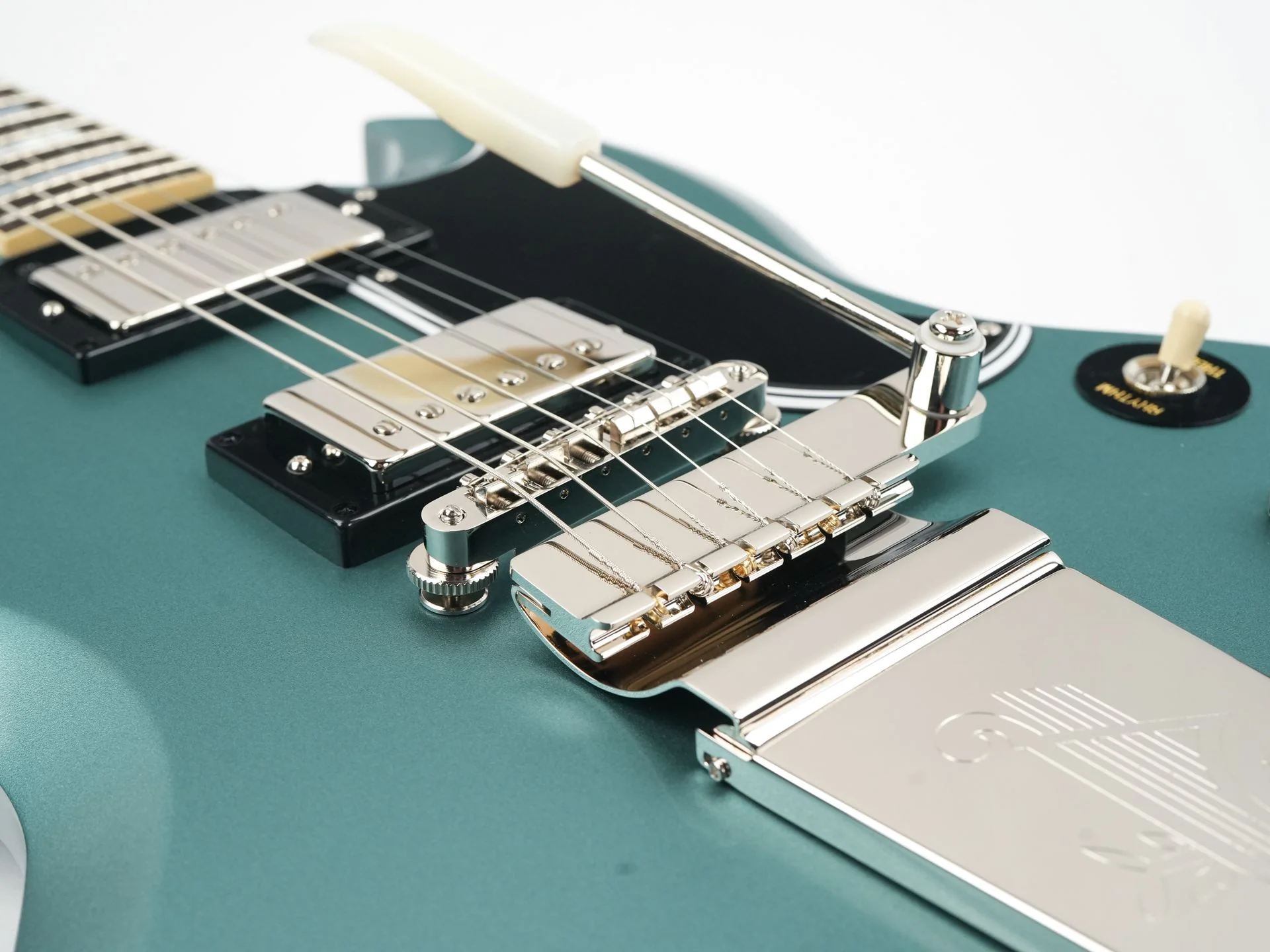 Epiphone Inspired by Gibson Custom 1964 SG Standard with Maestro Vibrola Reissue Pelham Blue - Image 7