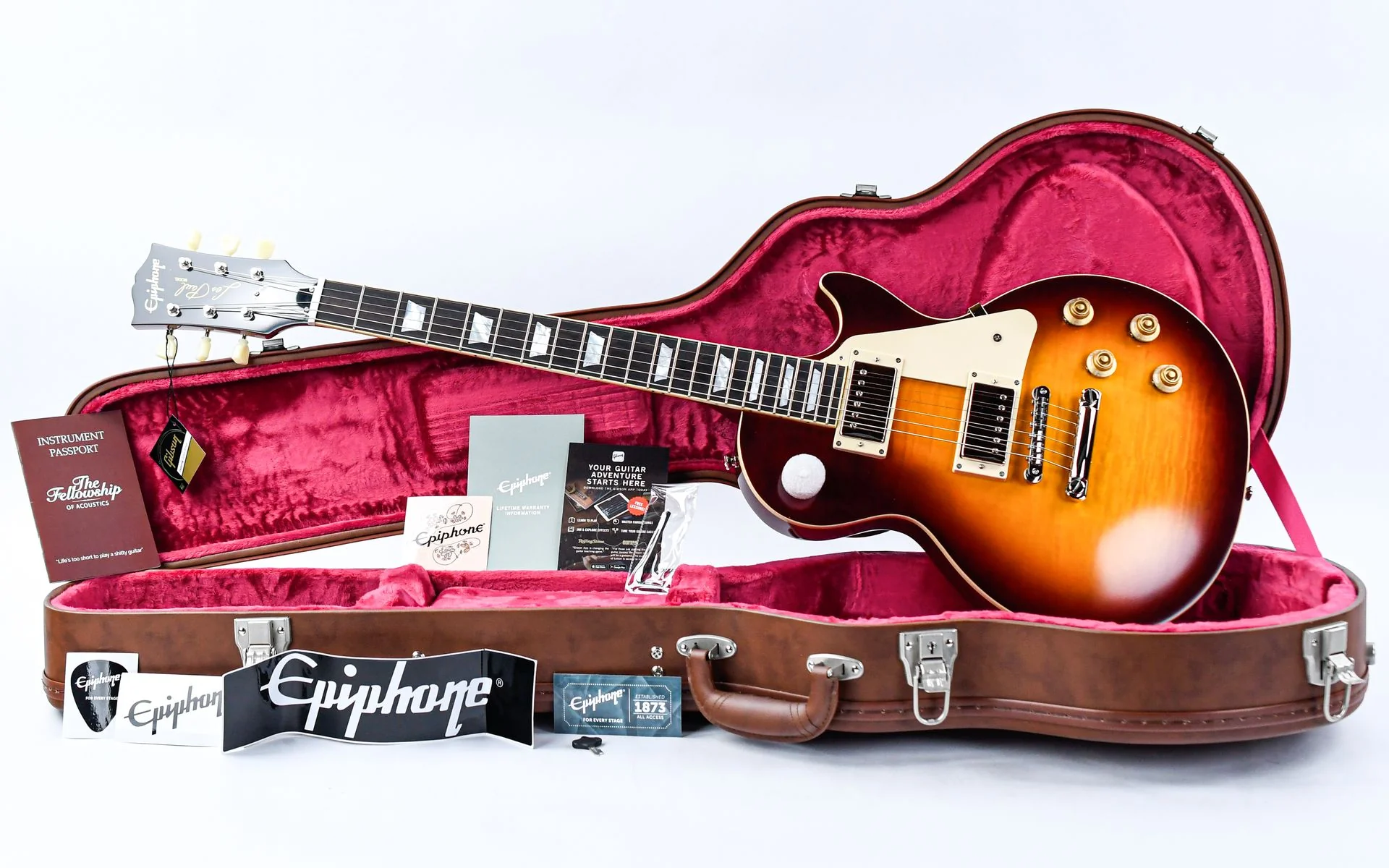 Epiphone Inspired by Gibson Custom 1959 Les Paul Standard Reissue Deep Cherry Sunburst - Image 3