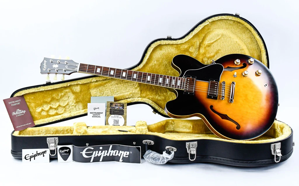 Epiphone Inspired by Gibson Custom 1962 ES335 Reissue Vintage Burst - Image 3