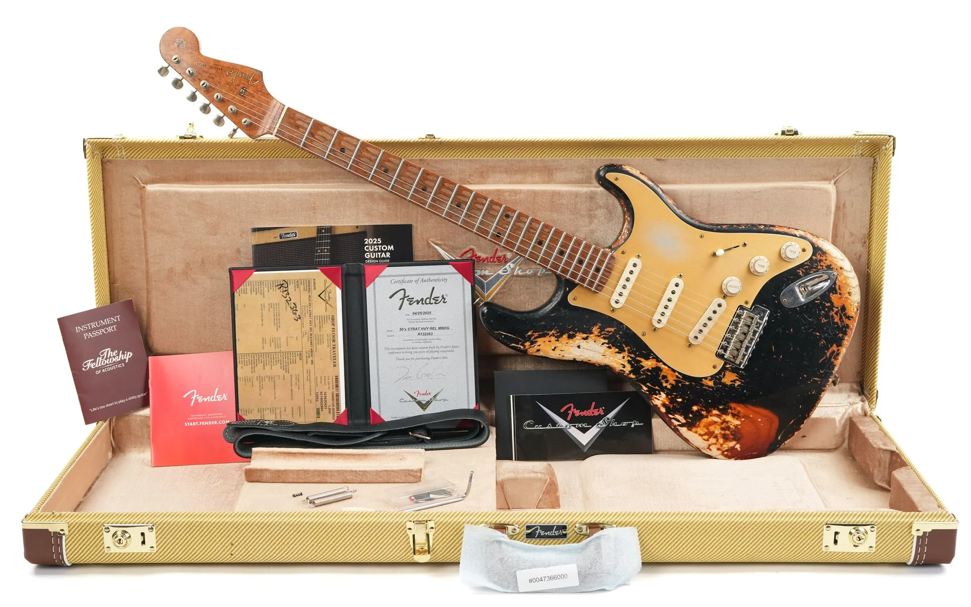 Fender Custom Shop 50's Stratocaster Dennis Galuszka Masterbuilt Black over Violin Burst Heavy Relic - Image 3