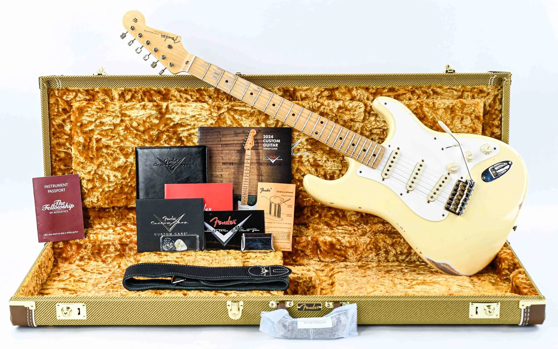 Fender Custom Shop 55 Stratocaster Relic Aged Vintage White - Image 3