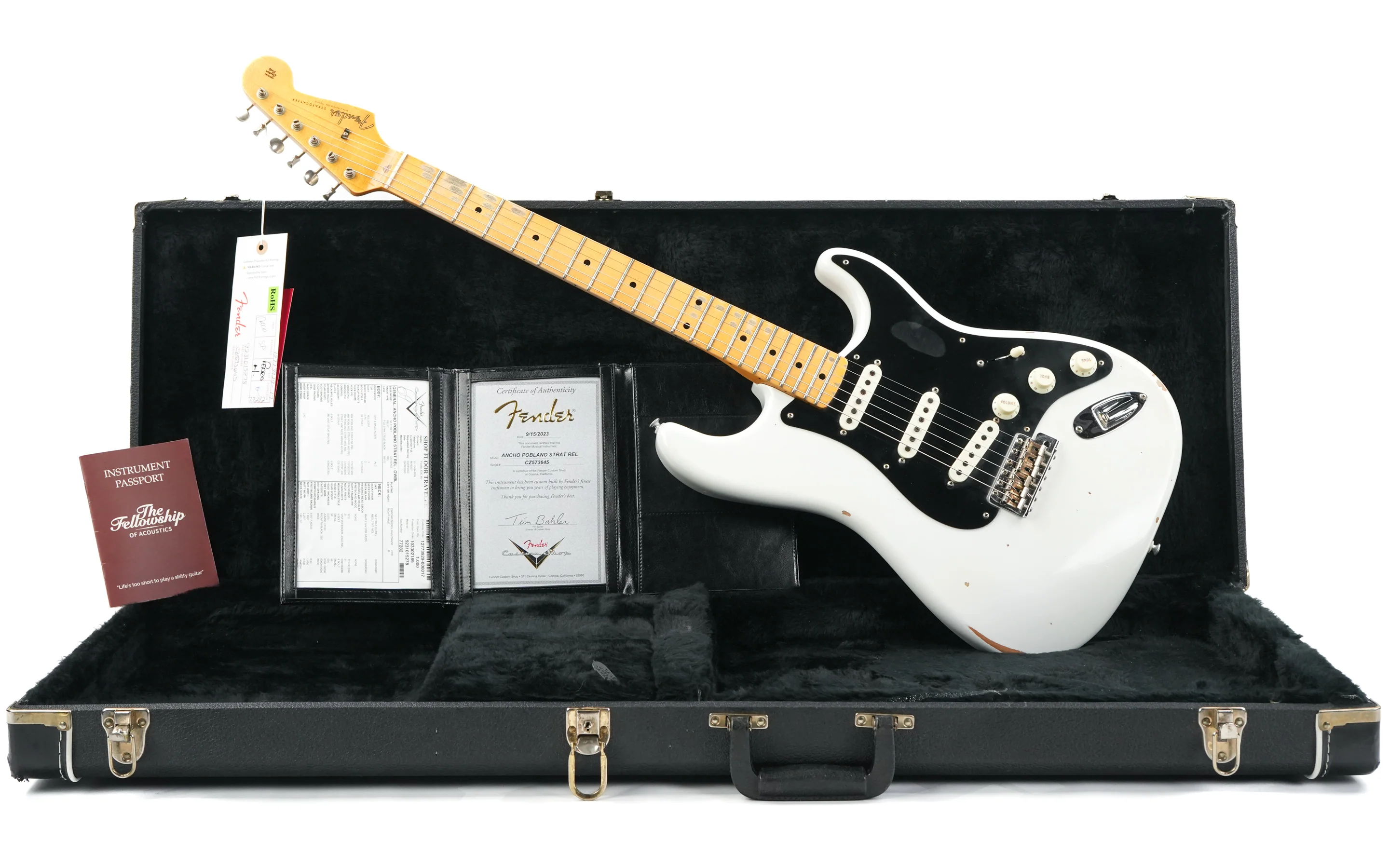 Fender Custom Shop Ancho Poblano Stratocaster Olympic White Relic 2023 - Image 3