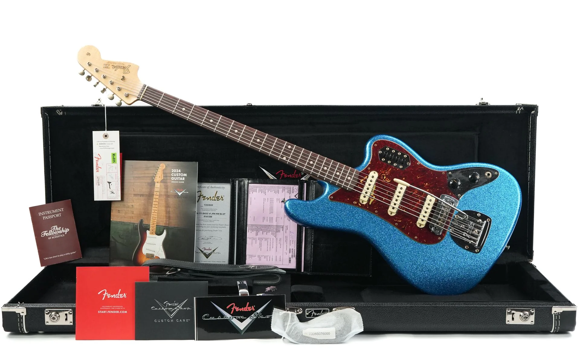 Fender Custom Shop Bass VI Journeyman Aged Blue Sparkle - Image 3