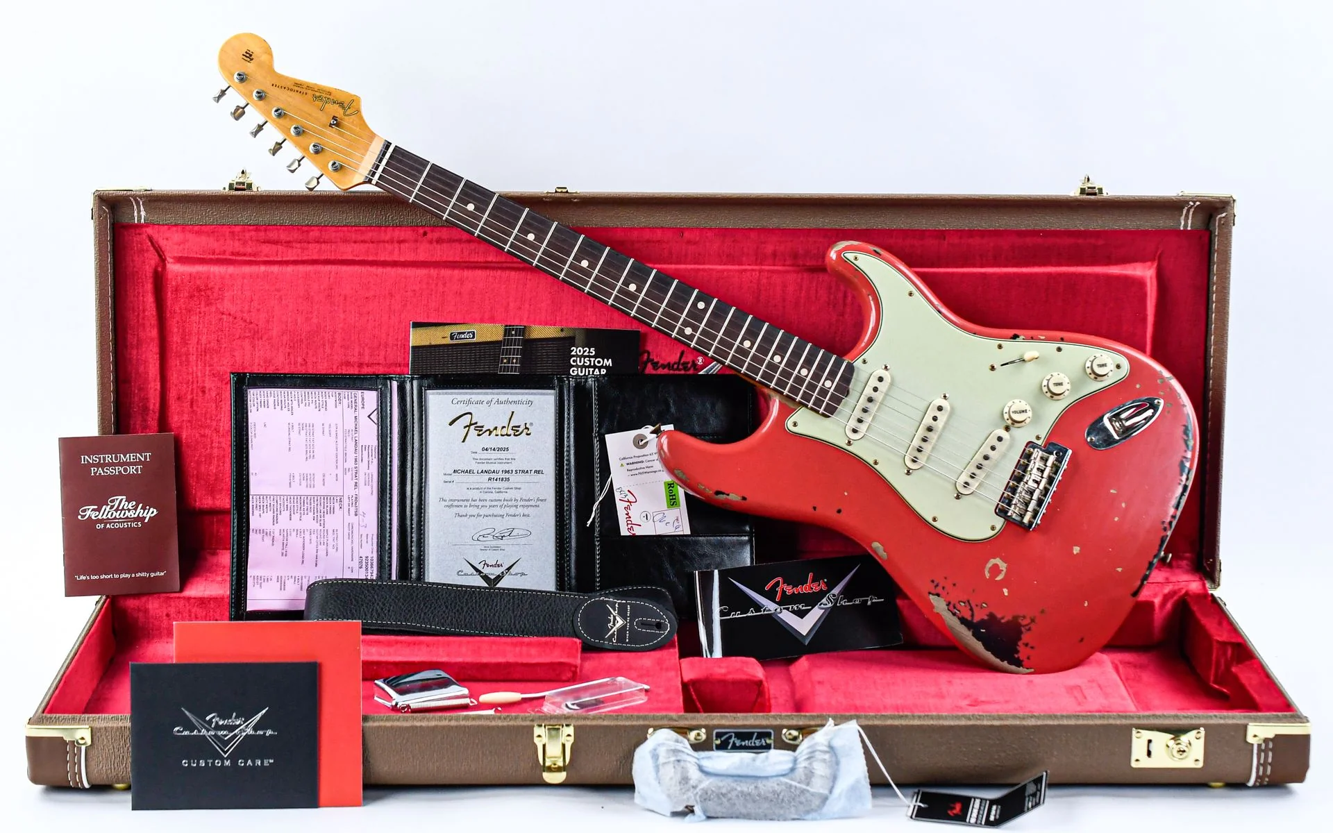 Fender Custom Shop Michael Landau 1963 Stratocaster Fiesta Red Relic - Image 3