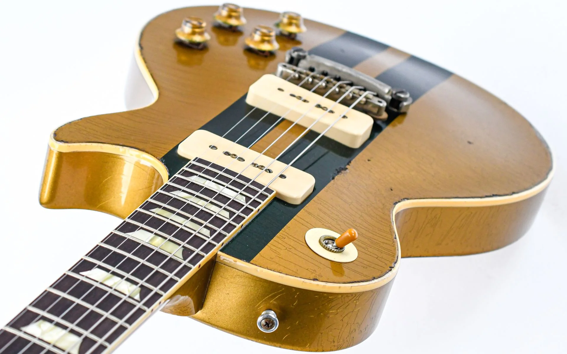 Gibson Custom 56 Les Paul All Gold w/ British Racing Green Stripes Murphy Lab Heavy Aged - Image 10