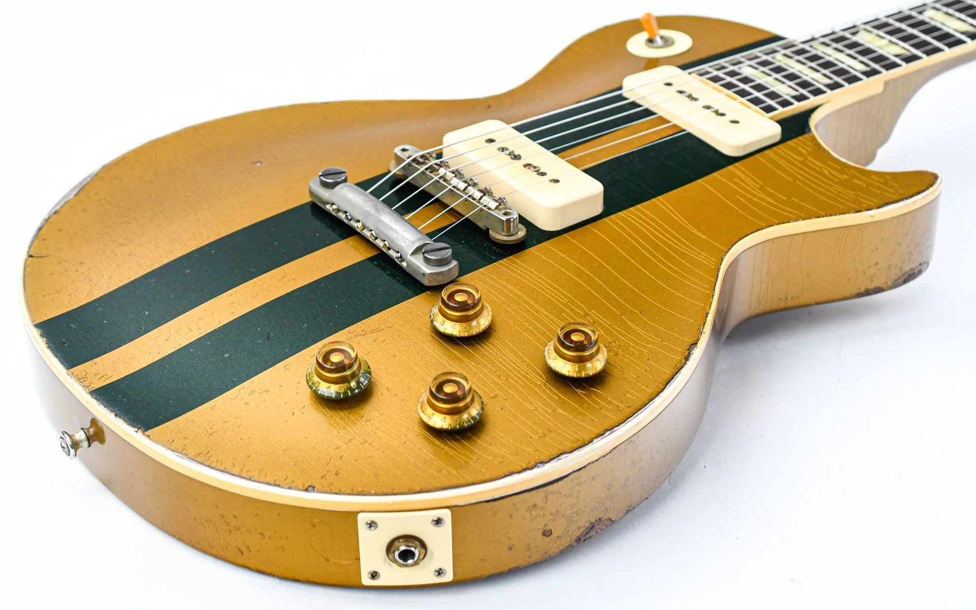 Gibson Custom 56 Les Paul All Gold w/ British Racing Green Stripes Murphy Lab Heavy Aged - Image 11