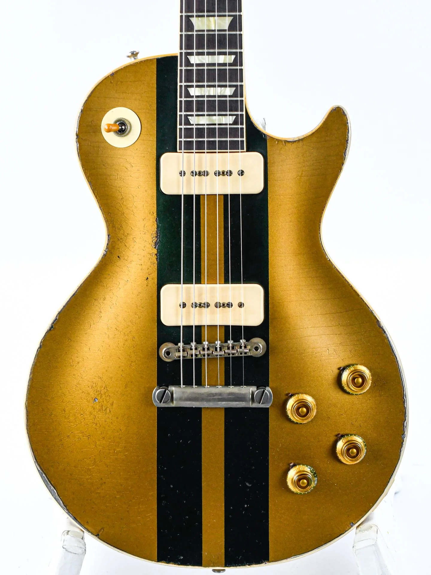 Gibson Custom 56 Les Paul All Gold w/ British Racing Green Stripes Murphy Lab Heavy Aged - Image 5