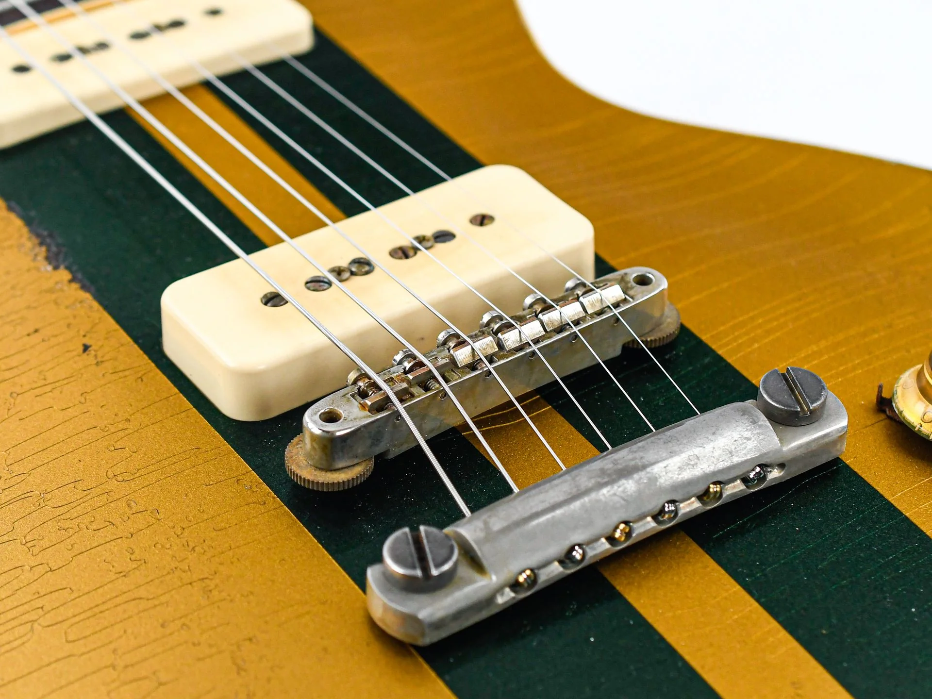 Gibson Custom 56 Les Paul All Gold w/ British Racing Green Stripes Murphy Lab Heavy Aged - Image 7