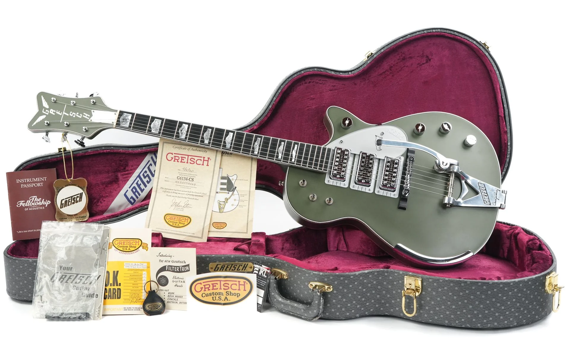 Gretsch Custom Shop G6134 CS Olive Drab Penguin Masterbuilt Stephen Stern 2020 - Image 3