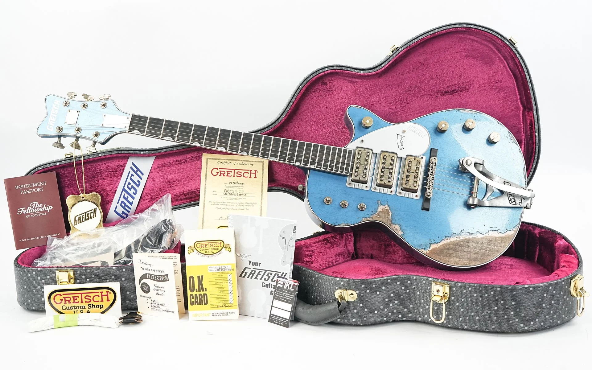Gretsch Custom Shop G6134T Heavy Relic Lake Placid Blue Chad Henrichsen Masterbuilt - Image 3