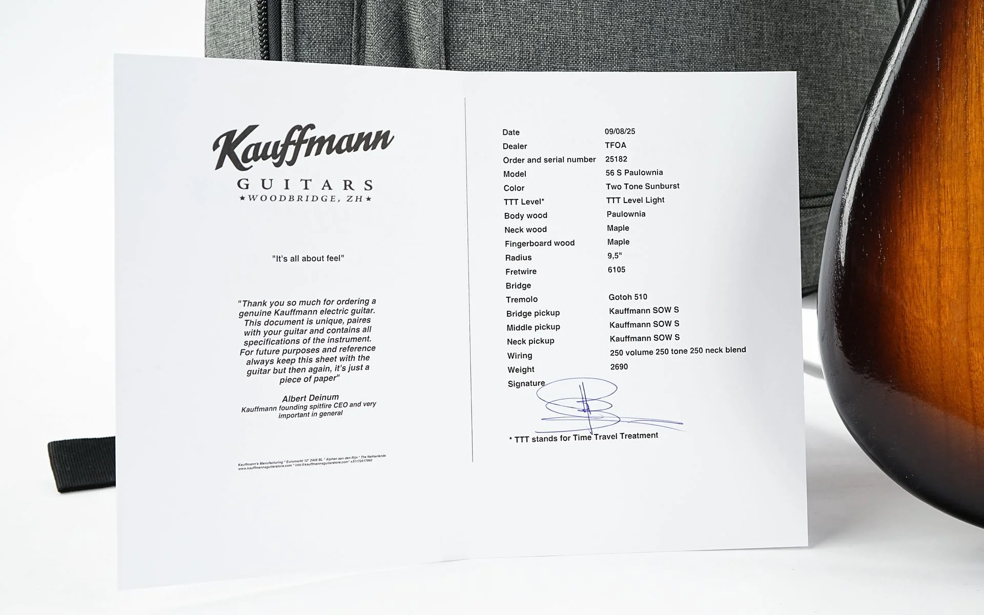 Kauffmann 56 S Paulownia Two Tone Sunburst Light Aged - Image 13