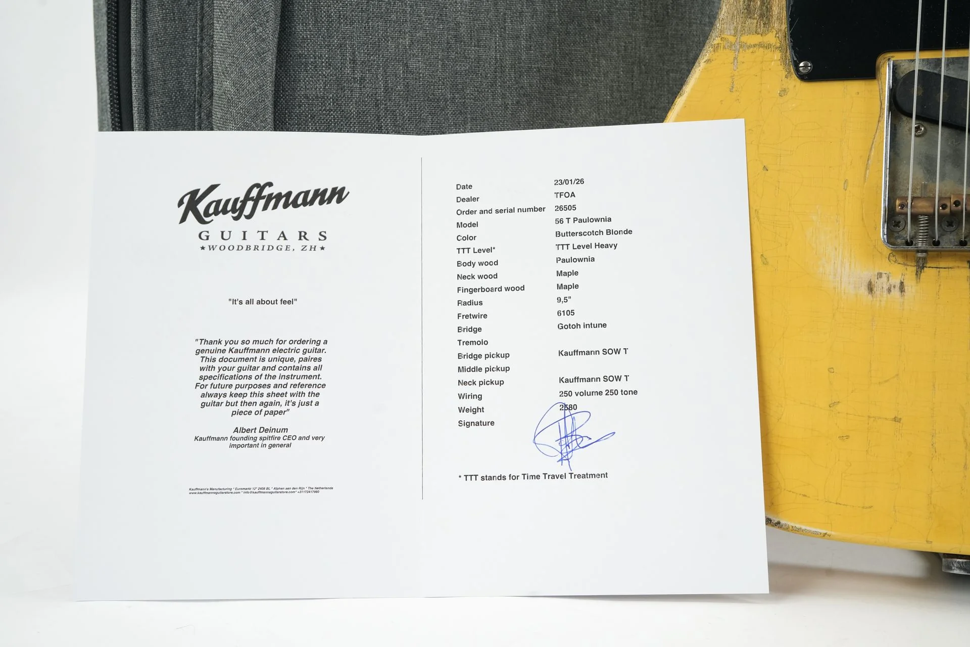 Kauffmann 56 T Butterscotch Paulownia Heavy Aged - Image 13