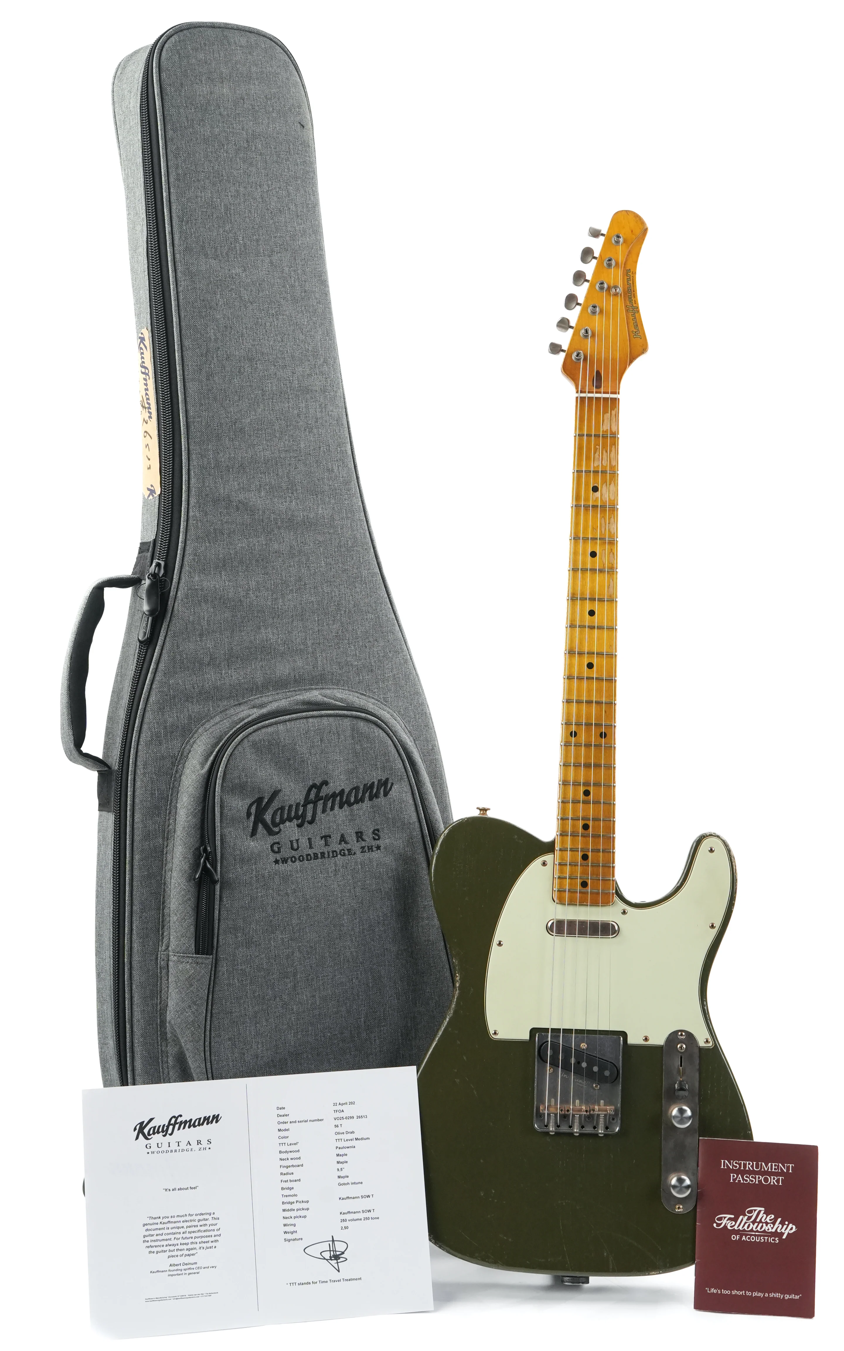 Kauffmann ’56 T Olive Drab Paulownia Maple Neck Medium Relic - Image 3