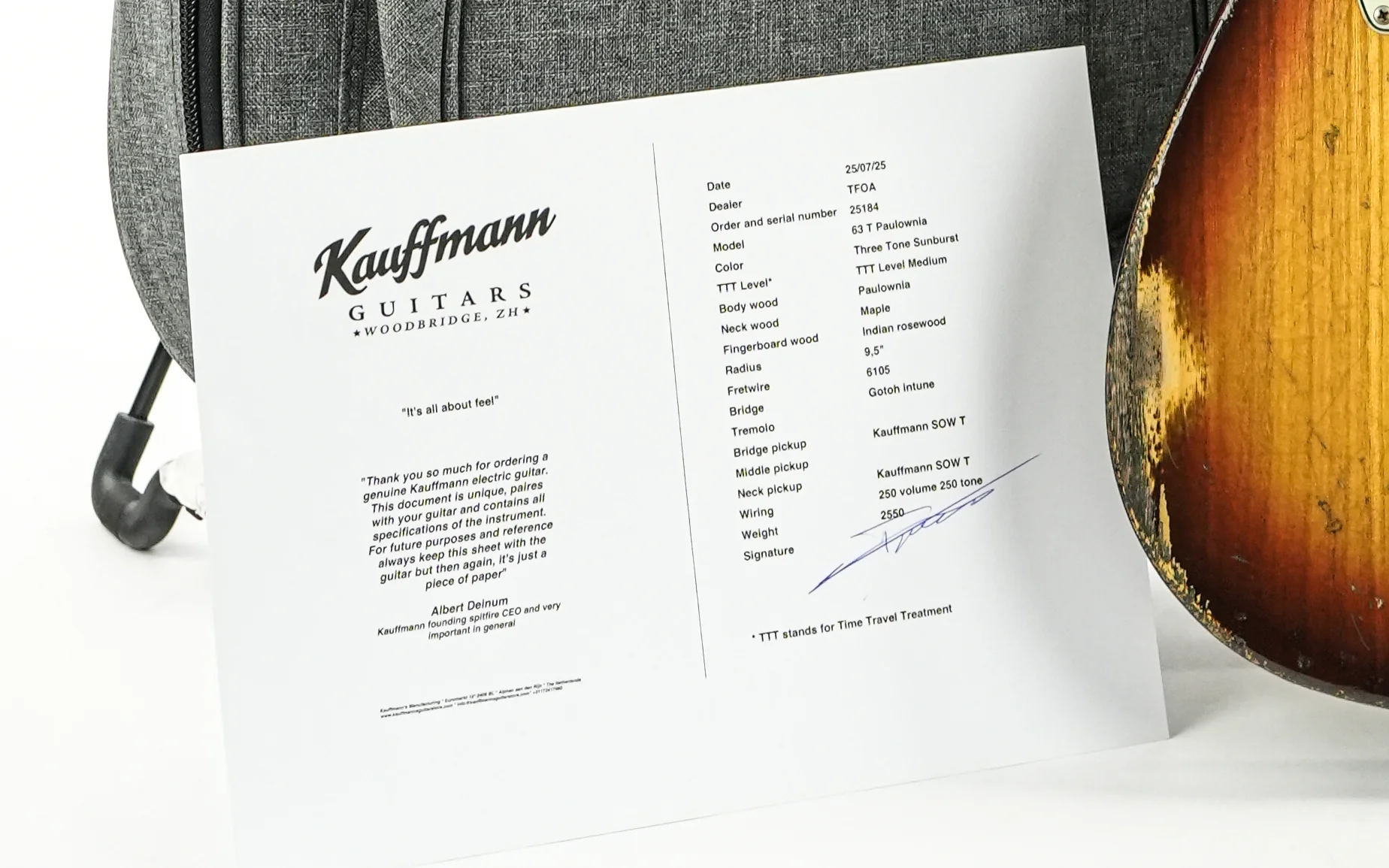 Kauffmann 63 T Paulownia Three Tone Sunburst Medium Aged - Image 13