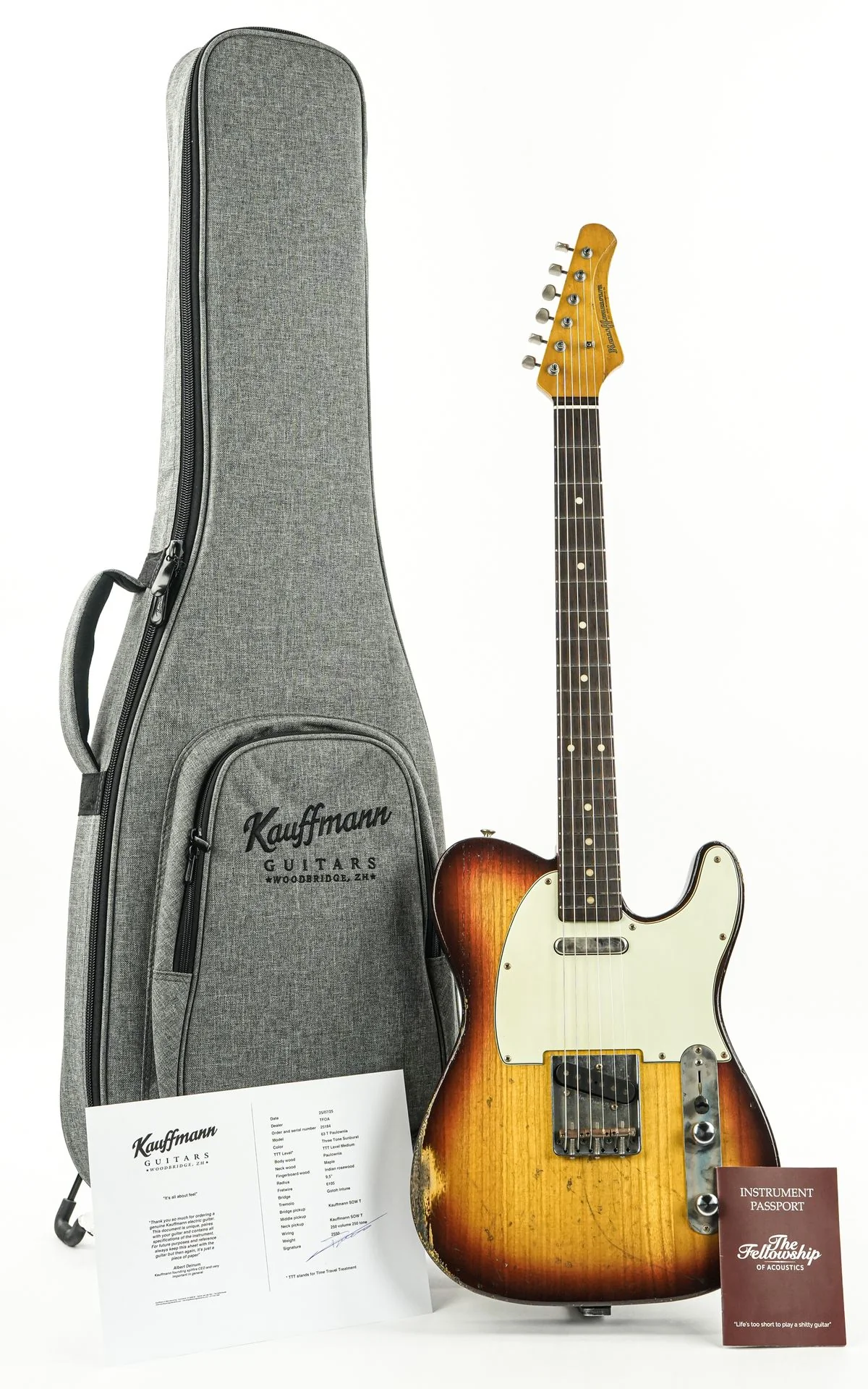 Kauffmann 63 T Paulownia Three Tone Sunburst Medium Aged - Image 3