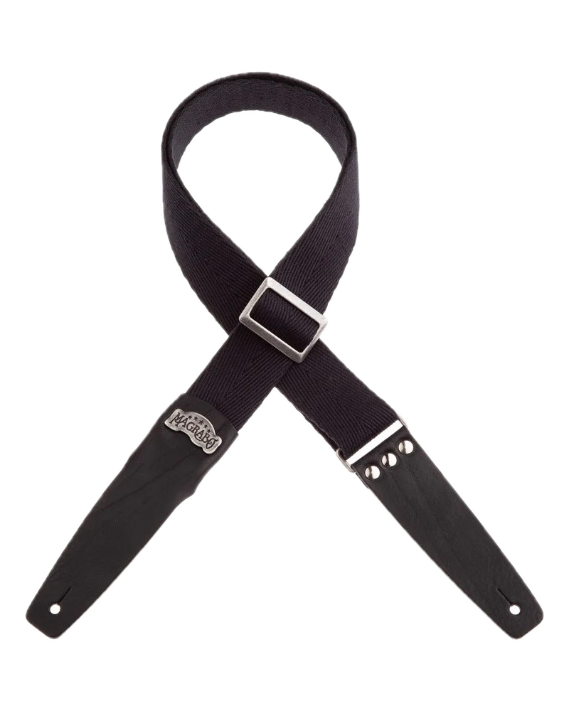 Magrabo Straps Stripe SC Cotton Nero 5 cm terminali Swivel Marrone, fibbia Recta Ottone