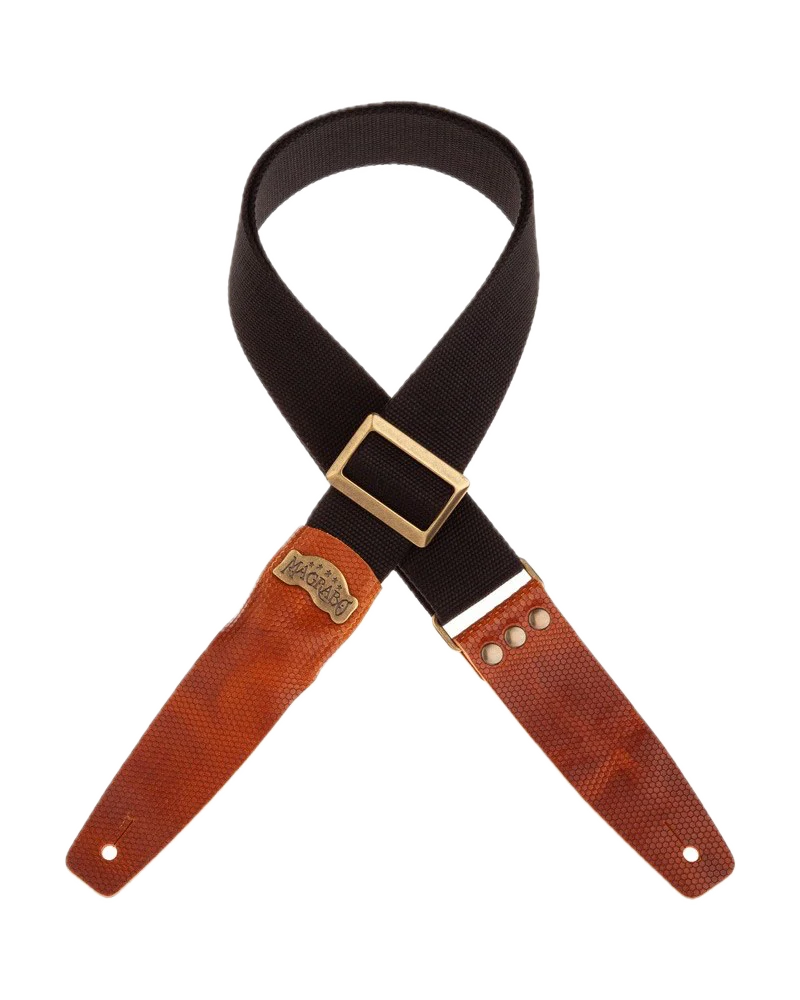 Magrabo Straps Stripe SC Cotton Nero 5 cm terminali Twinkle Marrone, fibbia Recta Ottone