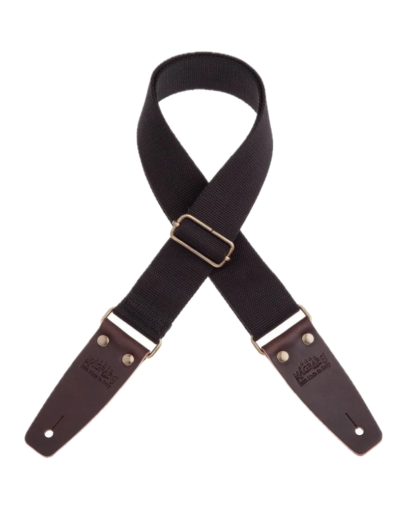 Magrabo Straps Stripe SC Entry Nero 5 cm terminali Marrone Scuro fibbia Ottone Antico