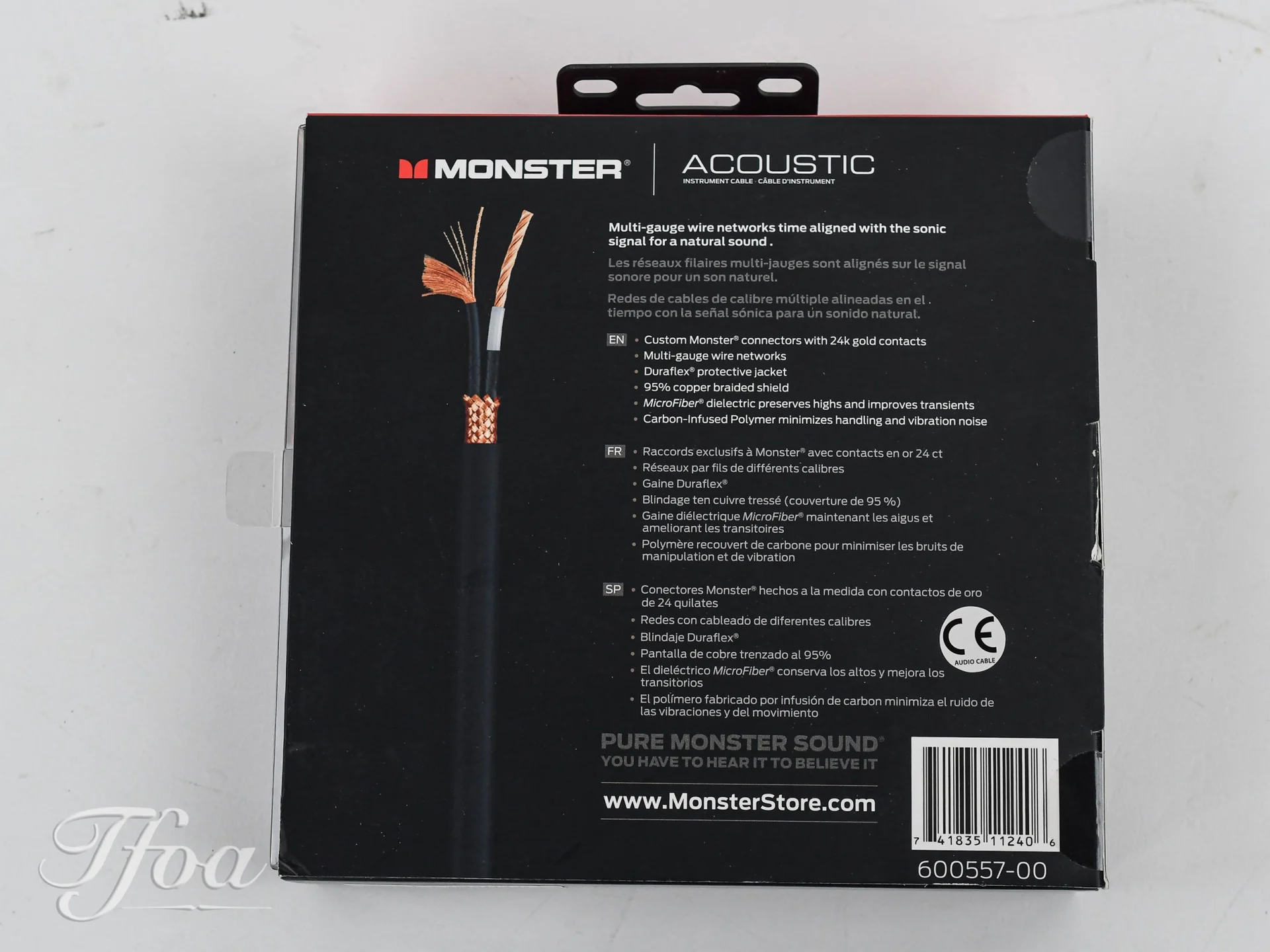 Monster Acoustic Instrument Cable 3.7m 12ft Angled - Straight - Image 2