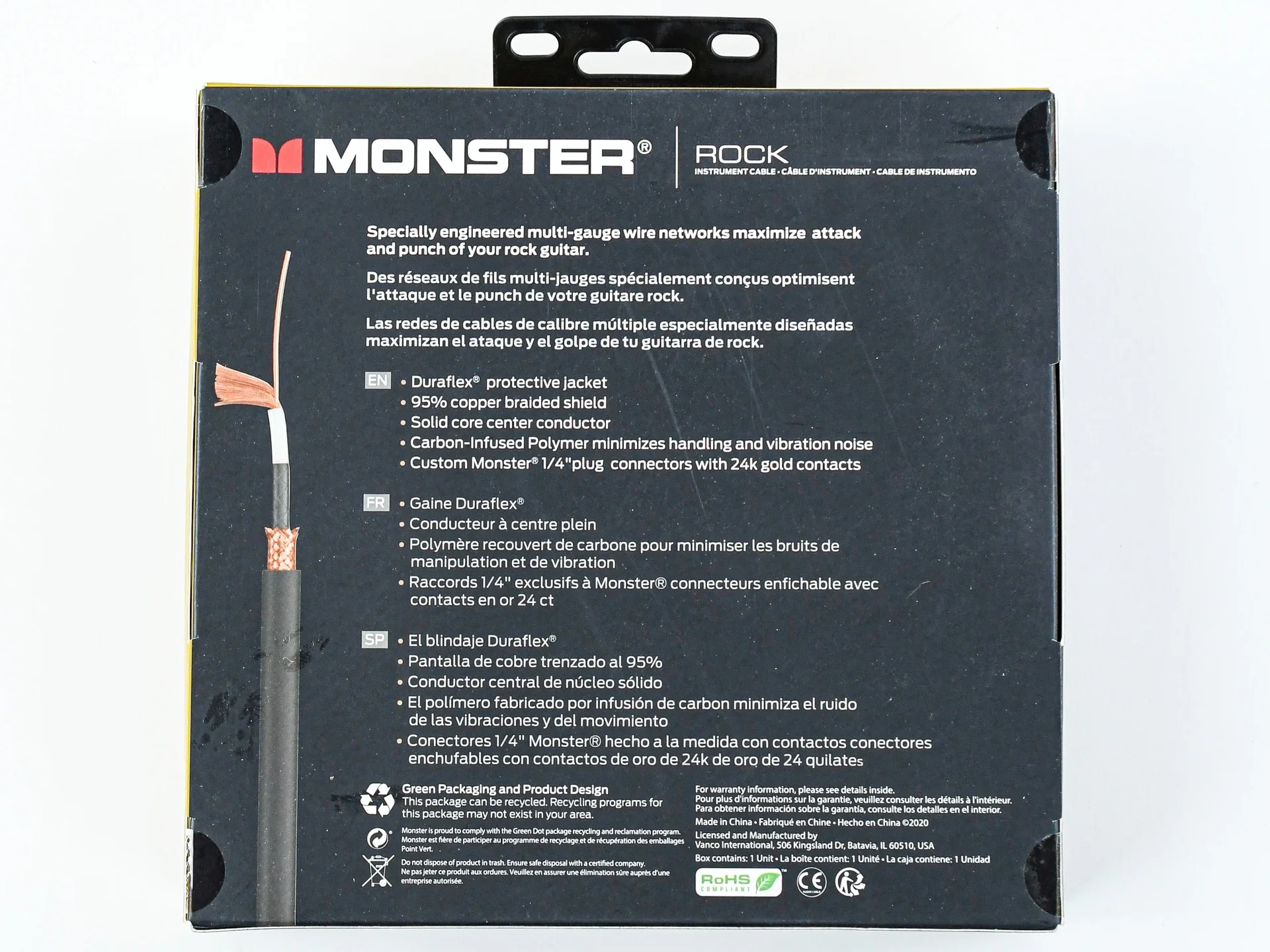 Monster Cable Rock 21ft Angled-Straight 6.4m Instrument Cable - Image 2