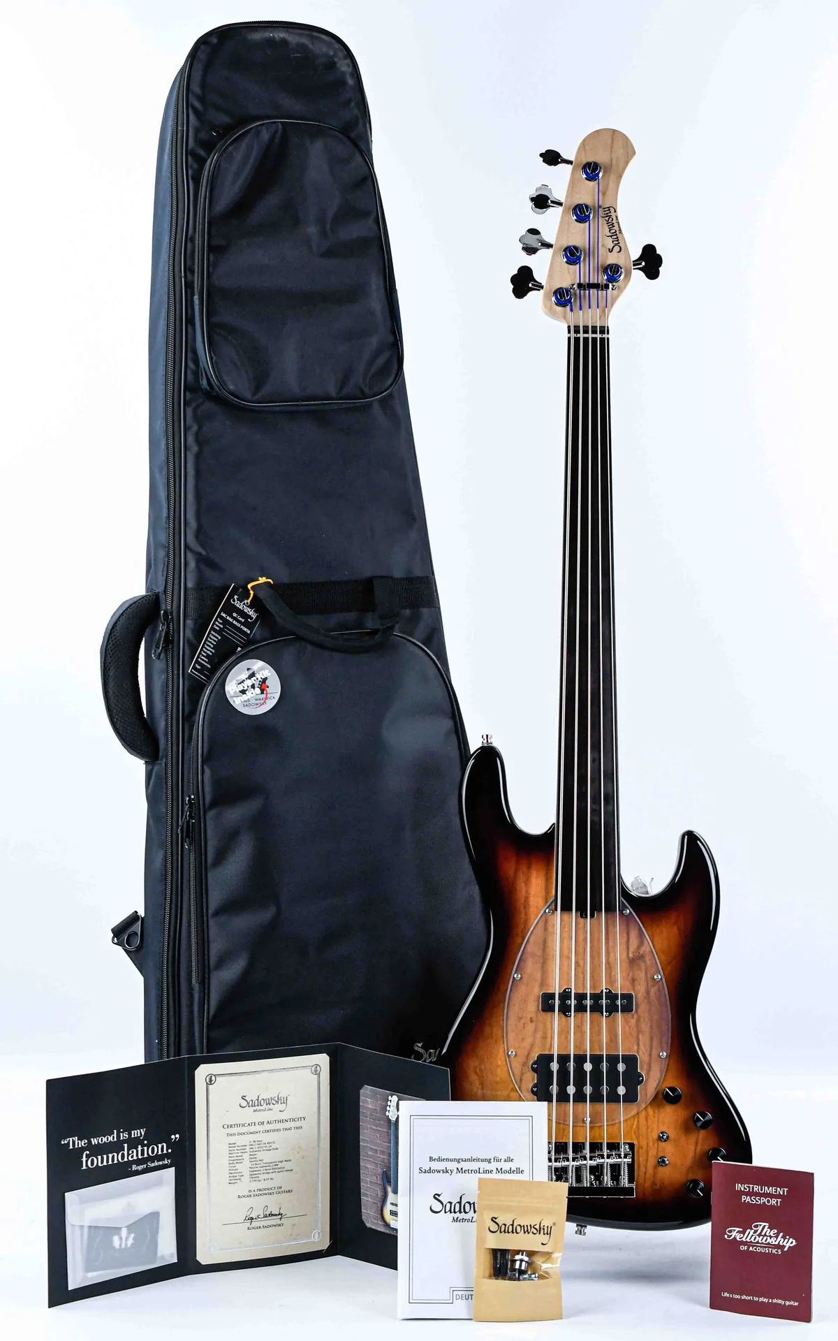 Sadowsky MetroLine 21 Vintage M/J Bass 5 String Fretless '59 Burst - Image 3