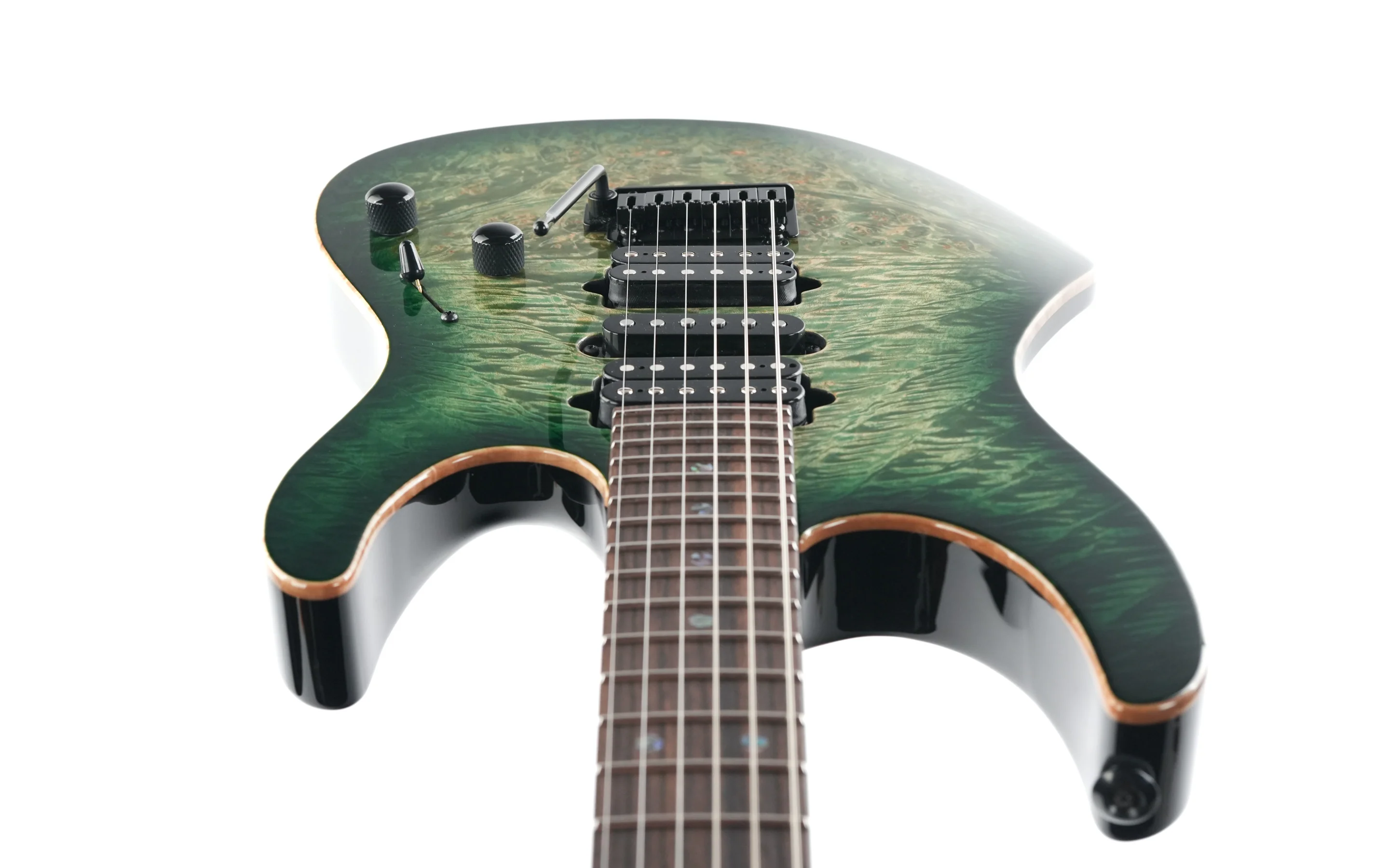 Suhr Modern Custum Waterfall Burl Maple Faded Trans Green Burst - Image 12
