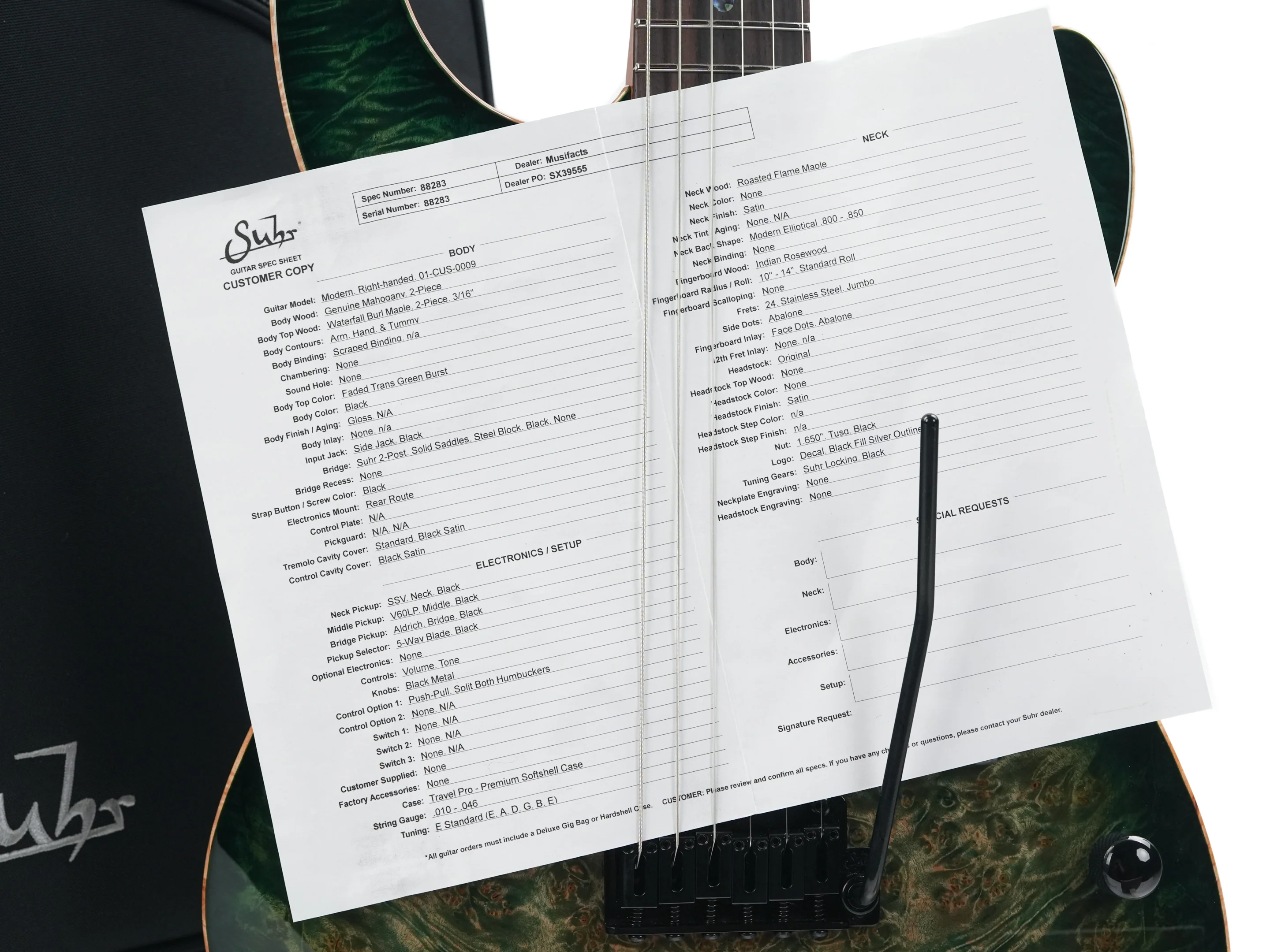 Suhr Modern Custum Waterfall Burl Maple Faded Trans Green Burst - Image 13