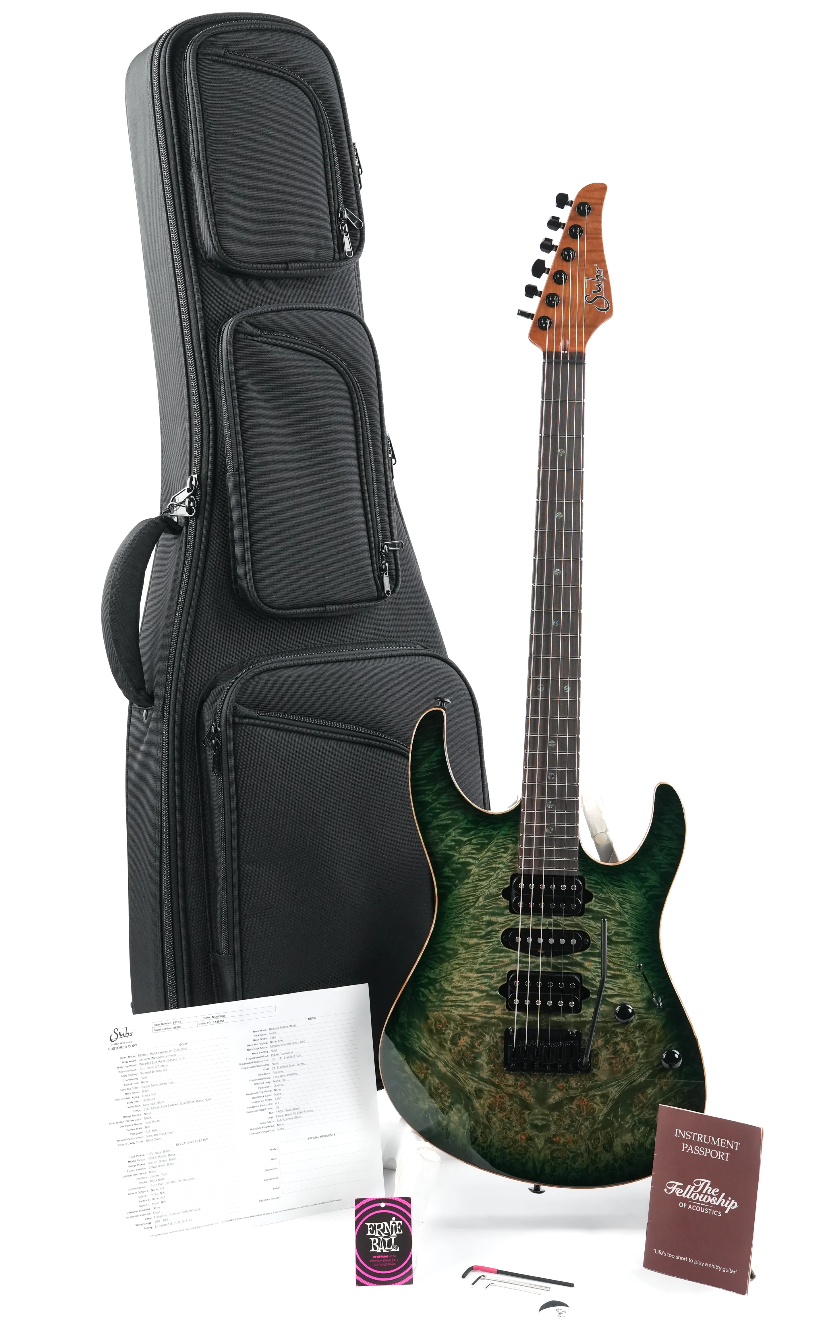 Suhr Modern Custum Waterfall Burl Maple Faded Trans Green Burst - Image 3