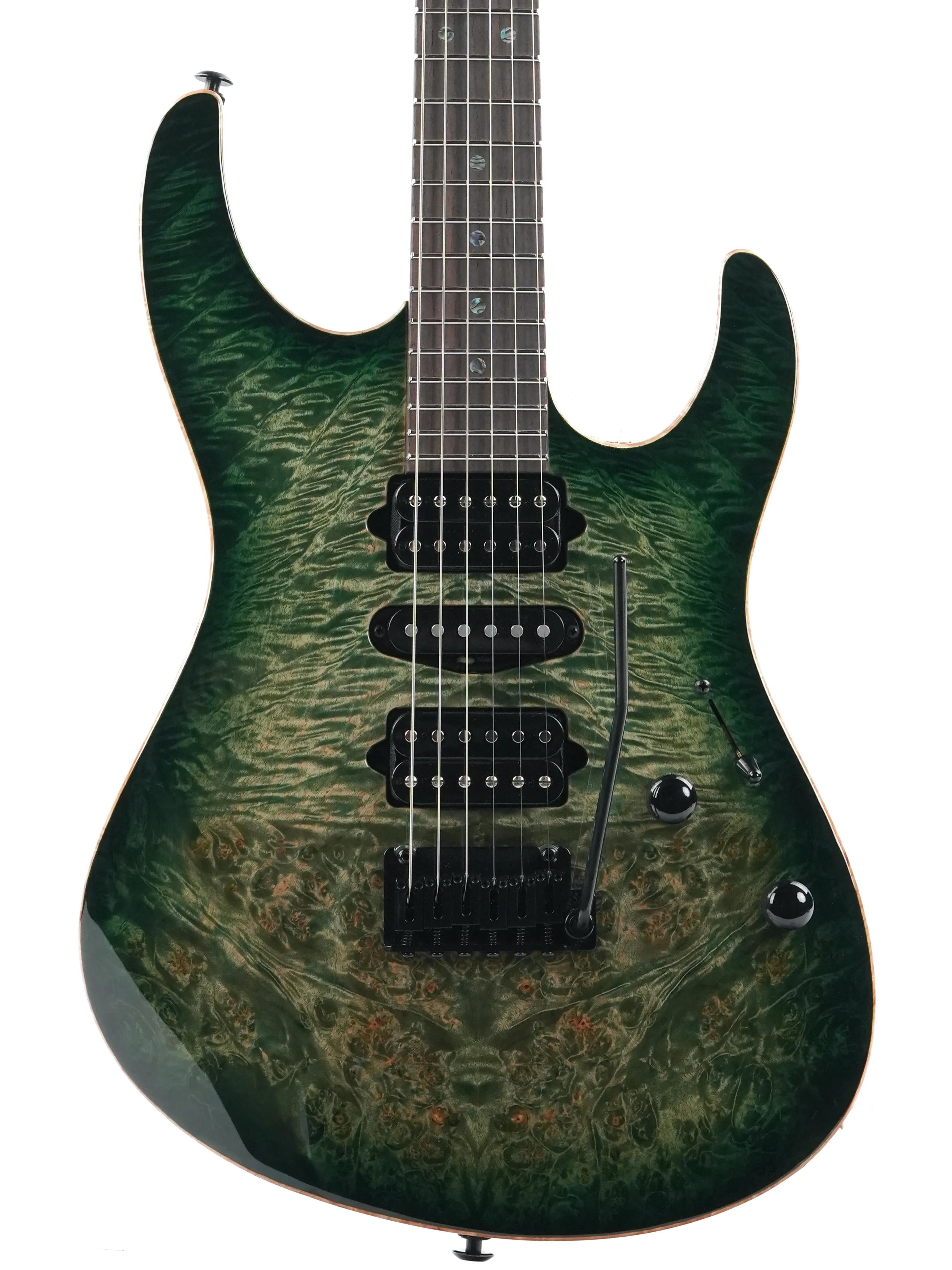 Suhr Modern Custum Waterfall Burl Maple Faded Trans Green Burst - Image 5
